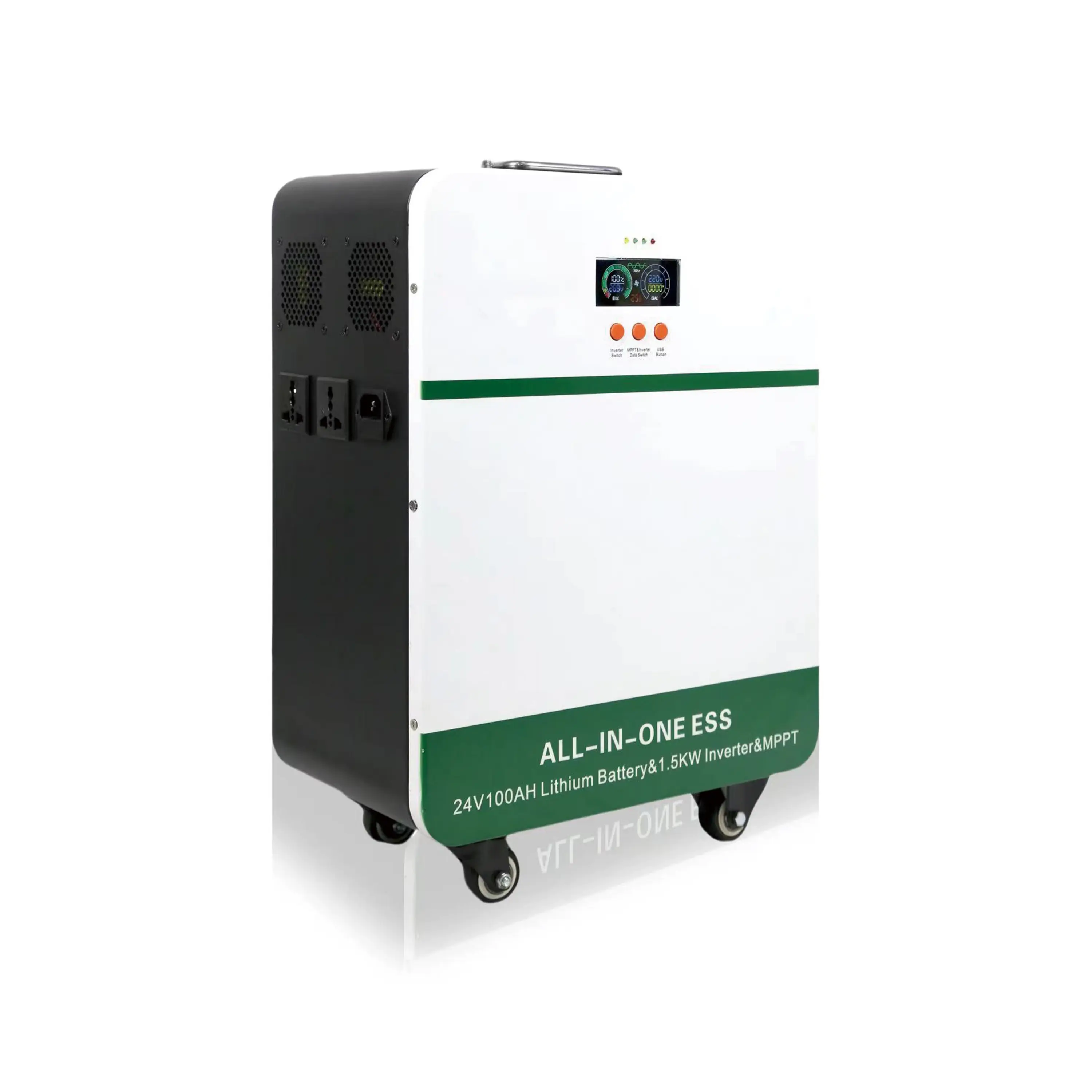 Quality Certifications 24v 100ah 2.56kwh Lithium Ion Battery Pack Wall Mount/floor Stand 1.5kw Pure Sine Wave Inverter Ip65